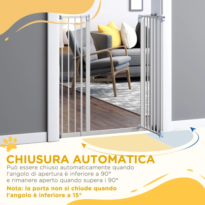 PawHut Cancelletto per Cani con 4 Viti Regolabili e Nastro Adesivo, in Metallo e Plastica, 86x104.1 cm, Bianco