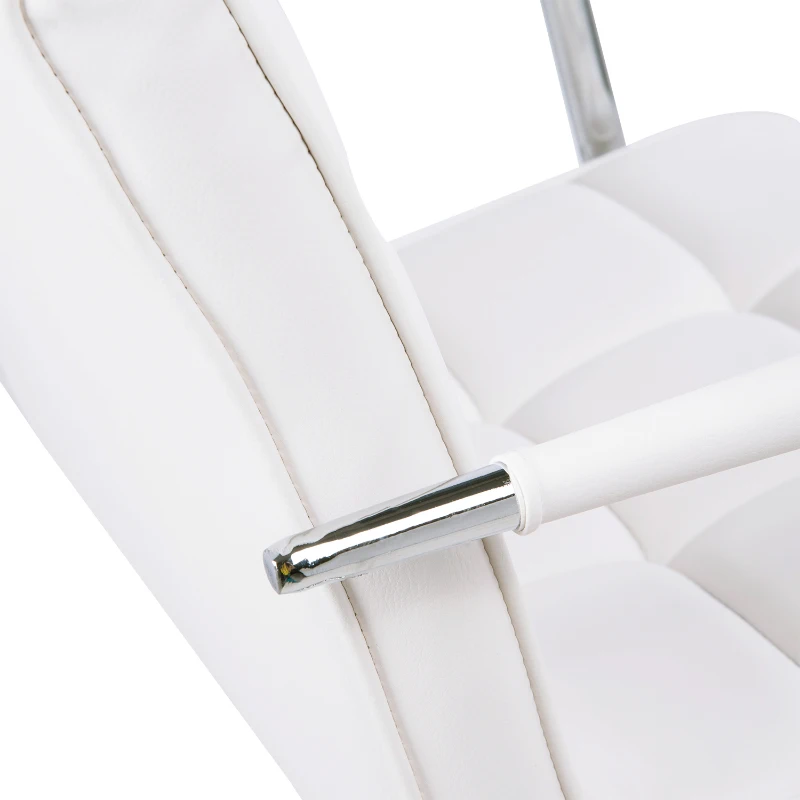 HOMCOM Bürostuhl im Retrodesign, höhenverstellbar, 5 Rollen, 52,5 cm x 54 cm x 99 cm, Weiß