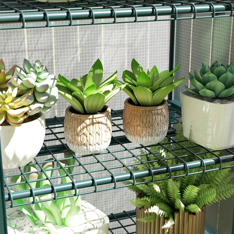 Outsunny Szklarnia foliowa, Treibhaus, Mini-szklarnia, Dom roślinny, Radliny, 4 poziomy półek, 69 x 50 x 165 cm, Biały