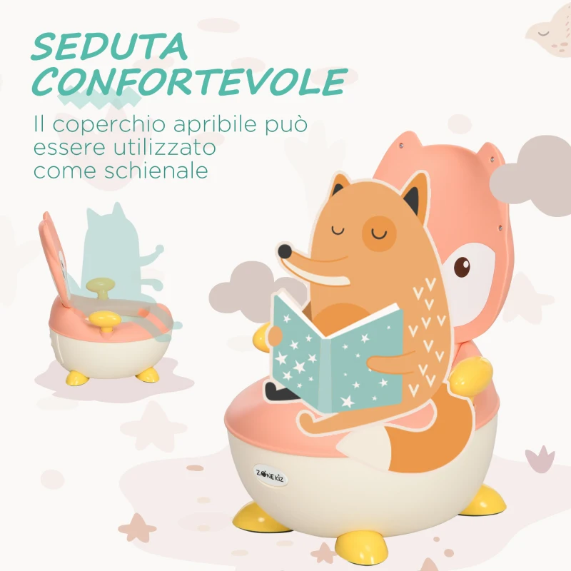 ZONEKIZ Vasino per Bambini con Schienale, Vaschetta Rimovibile e Braccioli, Età 6 Mesi-3 Anni, Rosa