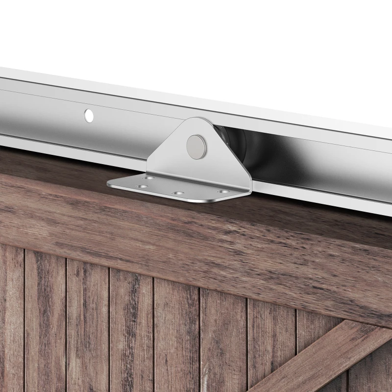 HOMCOM Herraje para Puerta Corredera 186 cm Kit de Accesorios para Puerta Corrediza de Madera con Riel de Metal