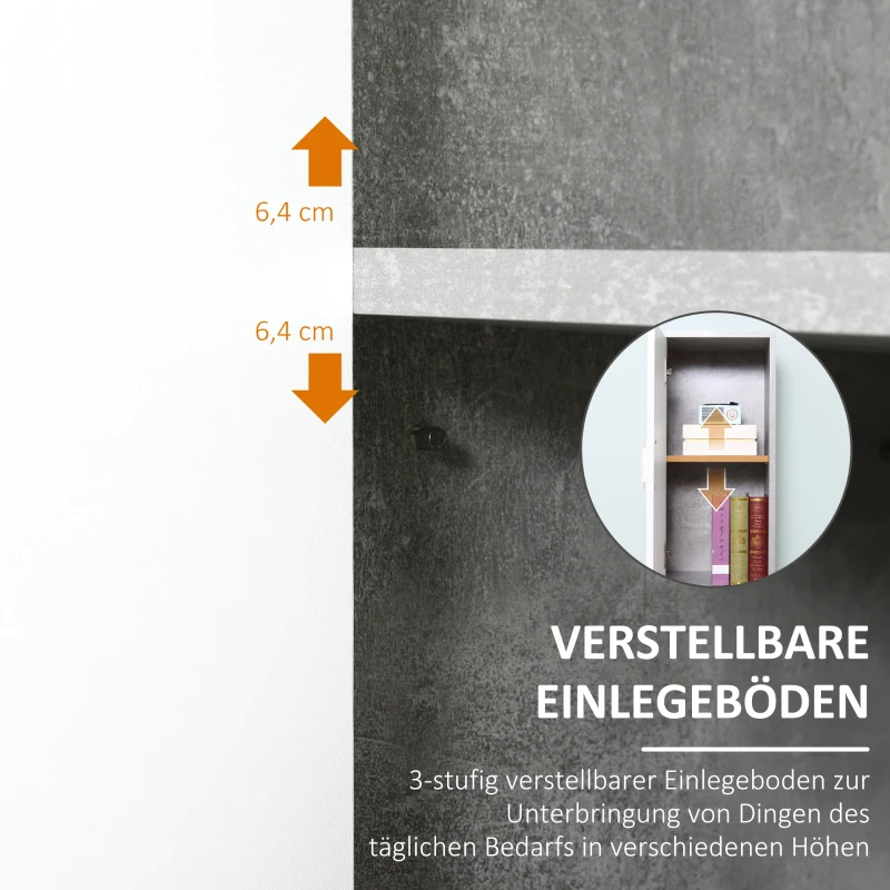 kleankin Badezimmerschrank Hochschrank Badschrank Multifunktionsschrank mit 6 Fächer 2 Türen Spanplatte Weiß 30 x 30 x 180 cm