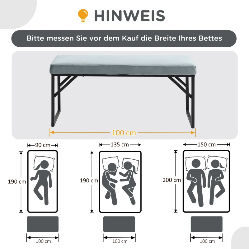 HOMCOM Sitzbank mit Polsterauflage, Schuhbank, Flurbank, inkl. Polster, Hellblau + Schwarz