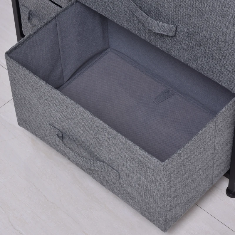 HOMCOM Kommode mit 7 faltbaren Stoffschubladen, Vlies, Metallgestell, 63,5 x 30 x 71 cm, Dunkelgrau