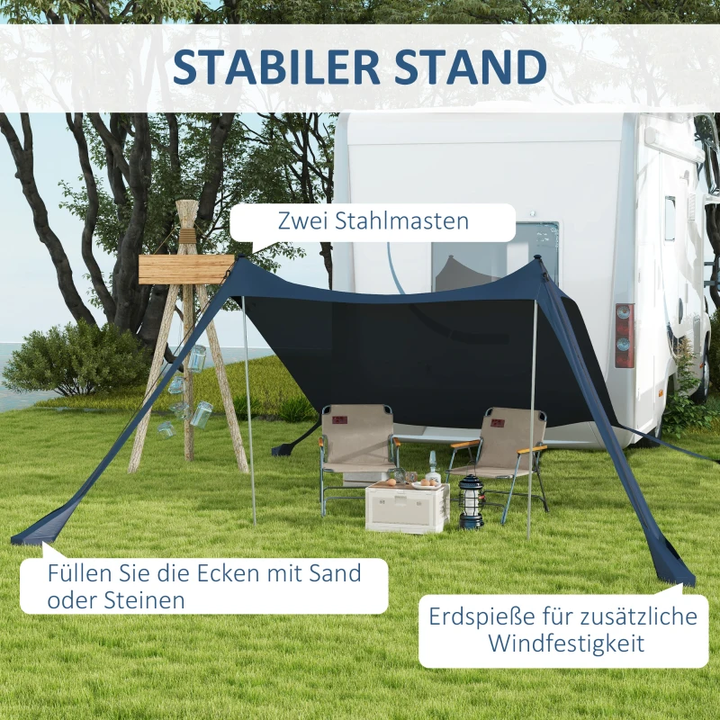 Outsunny Sonnenschutzdach Sonnensegel. wetterbeständig, Schaufel, 215 x 200 x 200 cm Schwarz