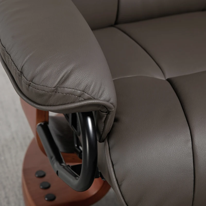 HOMCOM Relaxsessel mit Liegefunktion, drehbar, bis 150 kg, Kunstlederbezug, Stahlrahmen, Braun(m-9)