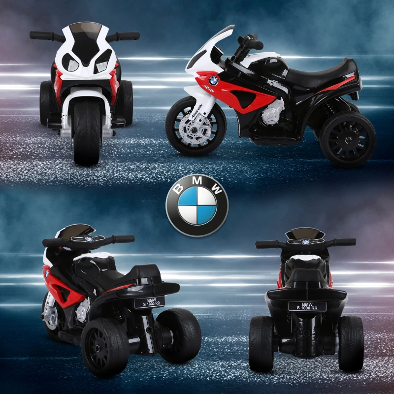 HOMCOM Moto Eléctrica para Niños de 18-36 Meses con Licencia BMW S1000RR con Velocidad 2,5 km/h Carga 20 kg 66x37x44 cm Rojo(m-8)