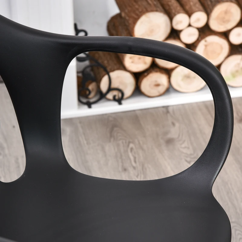 HOMCOM Lot de 2 chaises de Salle à Manger, Chaise de Cuisine, Design Simple Moderne, accoudoirs Dossier Ergonomique Confortable, Cadre PP, Pieds en métal, 58,5 x 60 x 83,5 cm, Noir