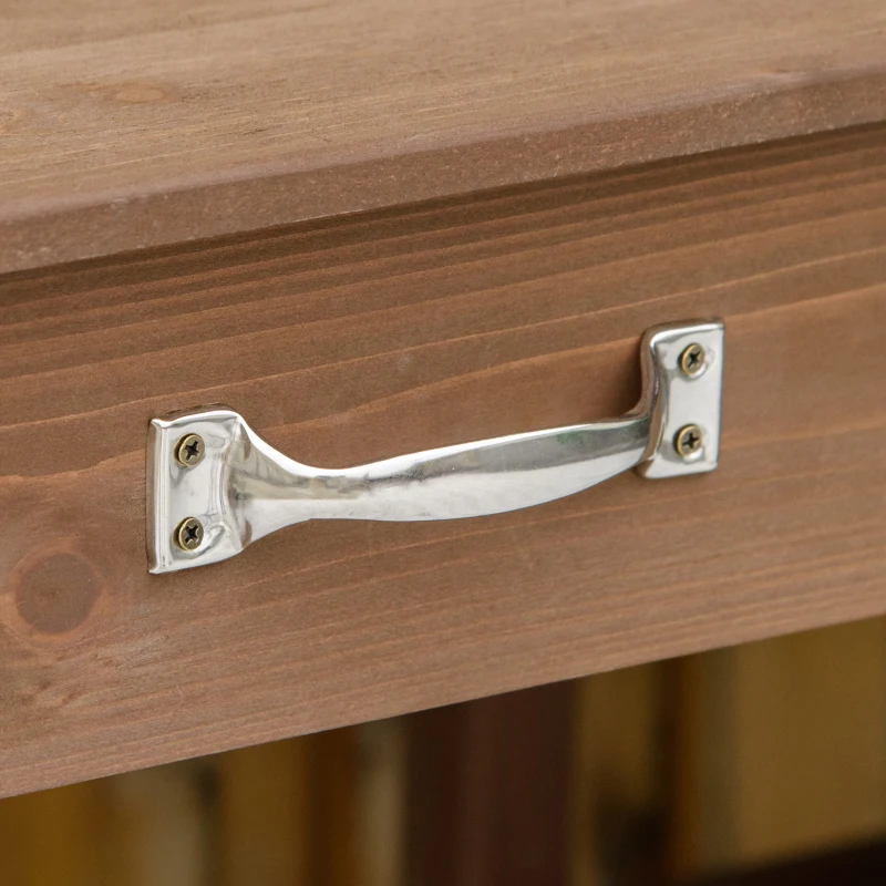 Outsunny Pflanztisch Gärtnertisch Blumentisch mit Wanne Garten Tannenholz Braun 117 x 45 x 121 cm