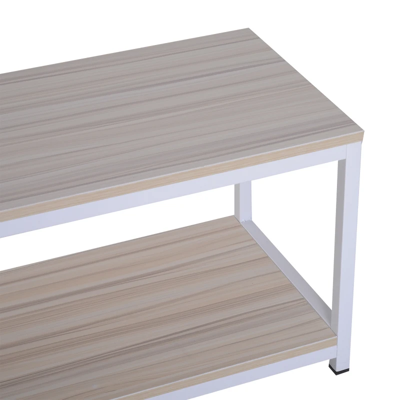 HOMCOM Table basse rectangulaire style industriel avec étagère 100L x 40l x 45H cm MDF E1 beige blanc