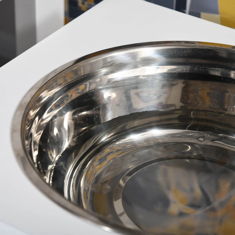 PawHut Comedero Elevado para Perros con Soporte y 2 Cuencos Extraíbles de Acero Inoxidable Alimentador para Mascotas Alimento y Agua 44x24x15 cm Blanco