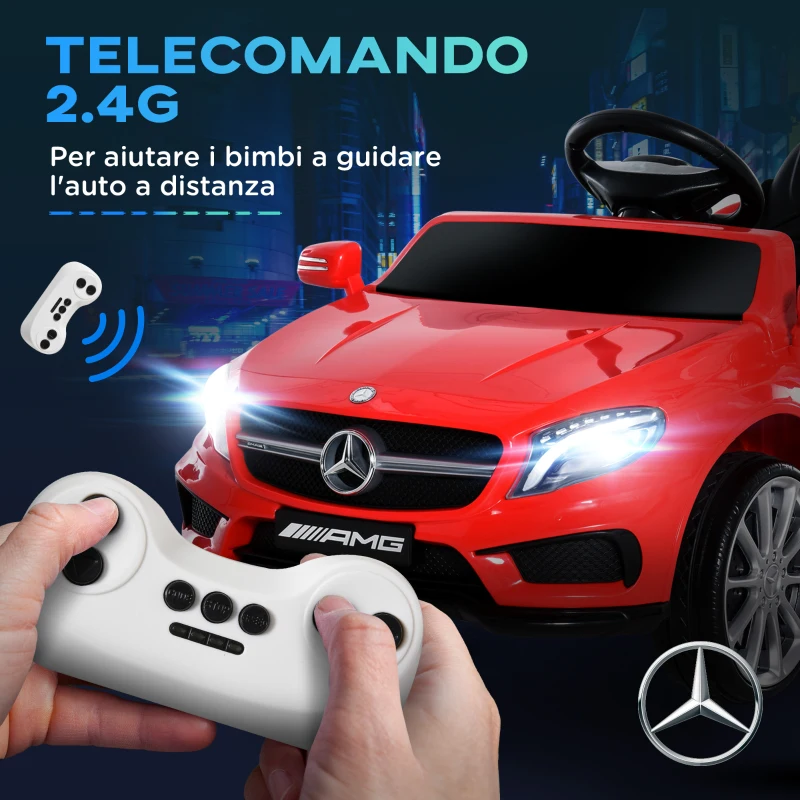 HOMCOM Macchina Elettrica per Bambini 3+ Anni Mercedes GLA con Telecomando, Fari LED e Musica, Rosso