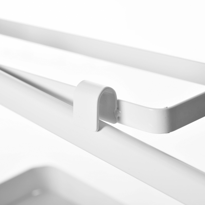 HOMCOM Abtropfgestell, höhenverstellbar, mit Küchenrollenhalter, Messerhalter, Haken, rostfreier Metallrahmen, Weiß