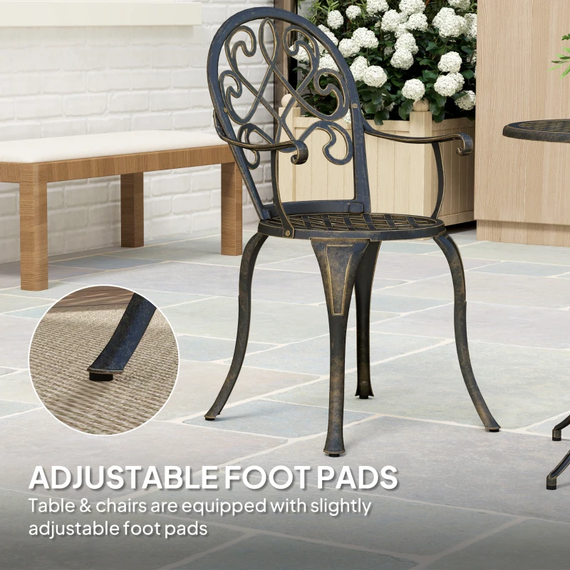 Outsunny Three-Piece Elegant Aluminium Garden Set - Bronze Tone