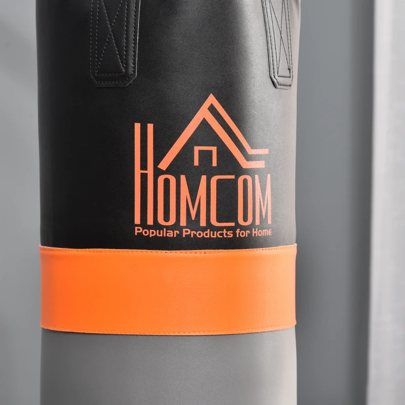 HOMCOM Saco de Boxeo Colgante con Bola de Velocidad Ajustable en Altura de 167-187 cm  e Inflador 115x157x221 cm Negro y Gris