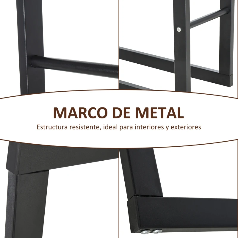 HOMCOM Soporte para Leña de Metal Estante de Leña Leñero de Exterior para Interior y Exterior Carga 100 kg 40x25x100 cm Negro