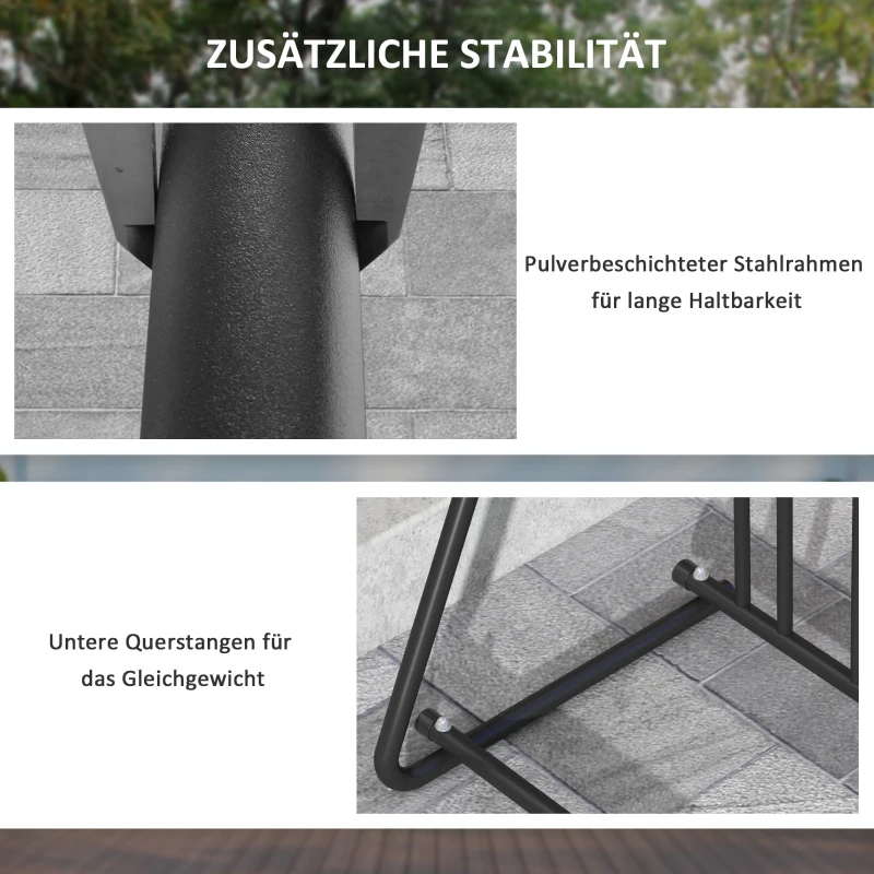 DURHAND Fahrradständer für 3 Fahrräder, wetterbeständig, zusätzliche Halterung, 114 x 58 x 75 cm, Schwarz