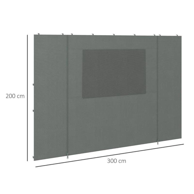 Outsunny Pavillon Seitenwand Seitenwand Partyzelt, wetterbeständig,  300 cm x 200 cm, Dunkelgrau