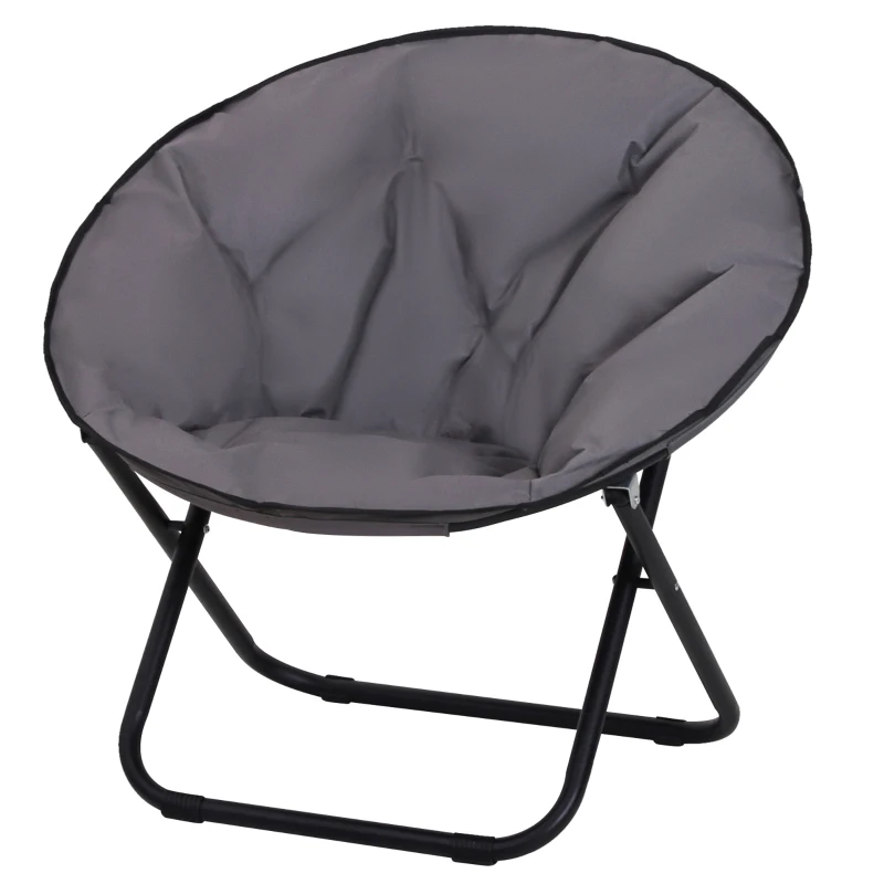 Outsunny Camping Moon Chair, Portable Folding Camping Chair for Adults with Wide Padded Oxford Seat for Outdoor Camp, Travel, Fishing, Beach, Grey