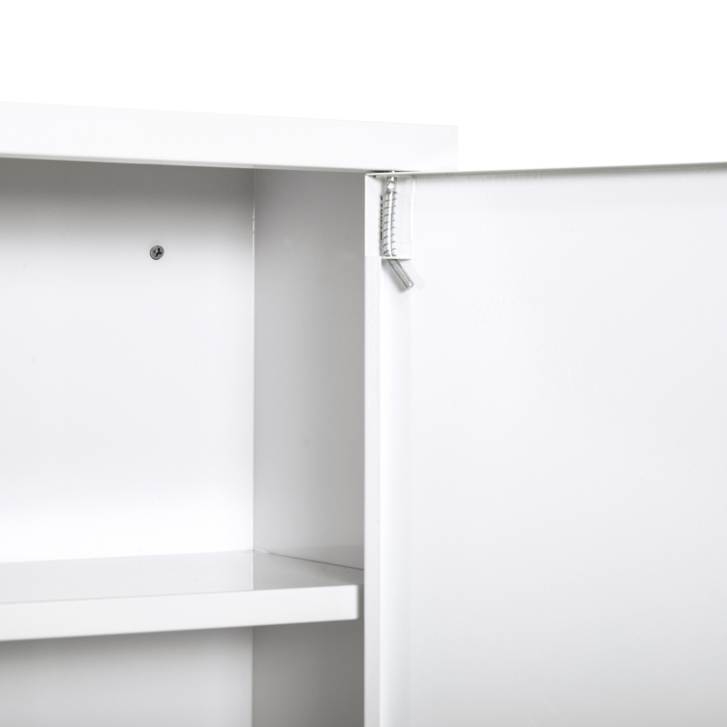 kleankin Armoire à Pharmacie 2 étagères 3 Niveaux verrouillable dim. 40L x 18l x 60H cm 2 clés métal Blanc