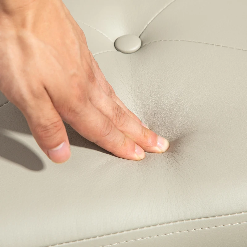 HOMCOM Baúl de Almacenaje para Dormitorio 33L Tapizado en PU Banco de Almacenaje con Patas de Madera 60x38x40 cm Gris Claro