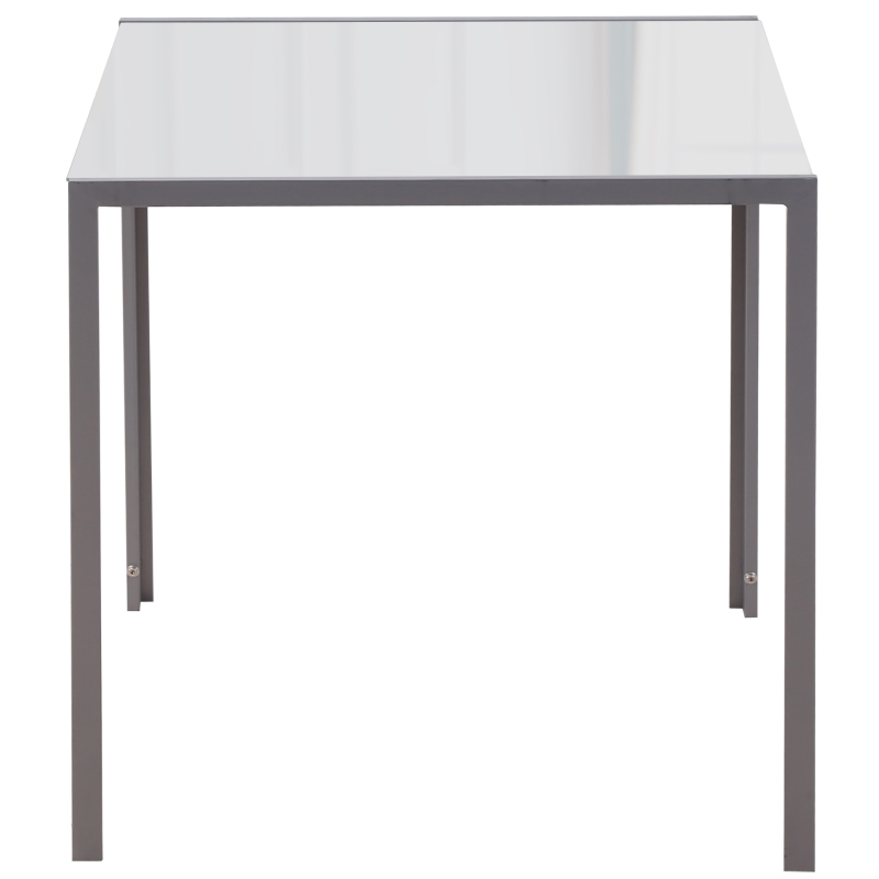 HOMCOM Tavolo Quadrato da 4 Persone per Cucina e Soggiorno, Tavolo Moderno in Metallo e Vetro Temperato, 75x75x75 cm, Grigio
