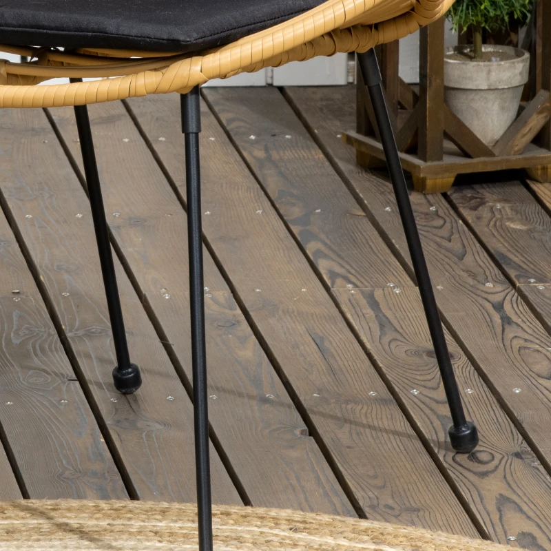 Outsunny Ensemble salon de jardin 4 pièces canapé 2 places + 2 fauteuils + 1 table basse plateau verre trempé 7 coussins