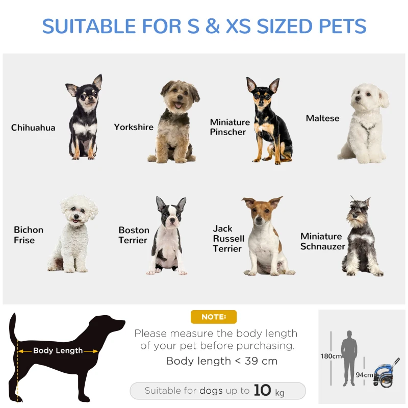 PawHut 2-in-1 Dog Bike Trailer Pet Cart Carrier Stroller for Bicycle with 360° Rotatable Front Wheel Reflectors Weather Resistant Canopy Hitch Coupler Flag Blue