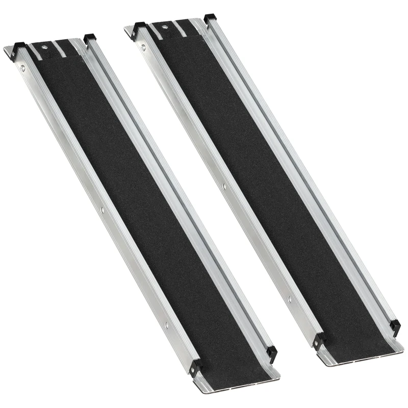 HOMCOM Set of Two 183cm Three-Level Aluminium Wheelchair Ramps