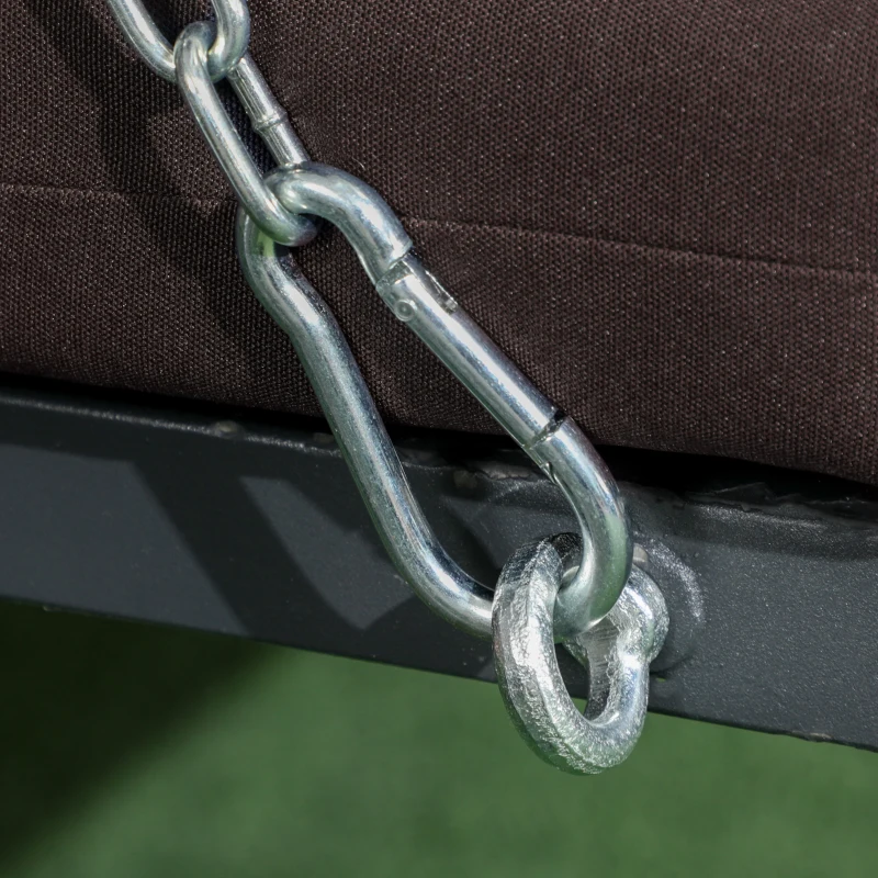 Outsunny Hollywoodschaukel, für 3 Personen, verstellbares Sonnendach, bis 270 kg, braun, 198 x 118 x 168 cm