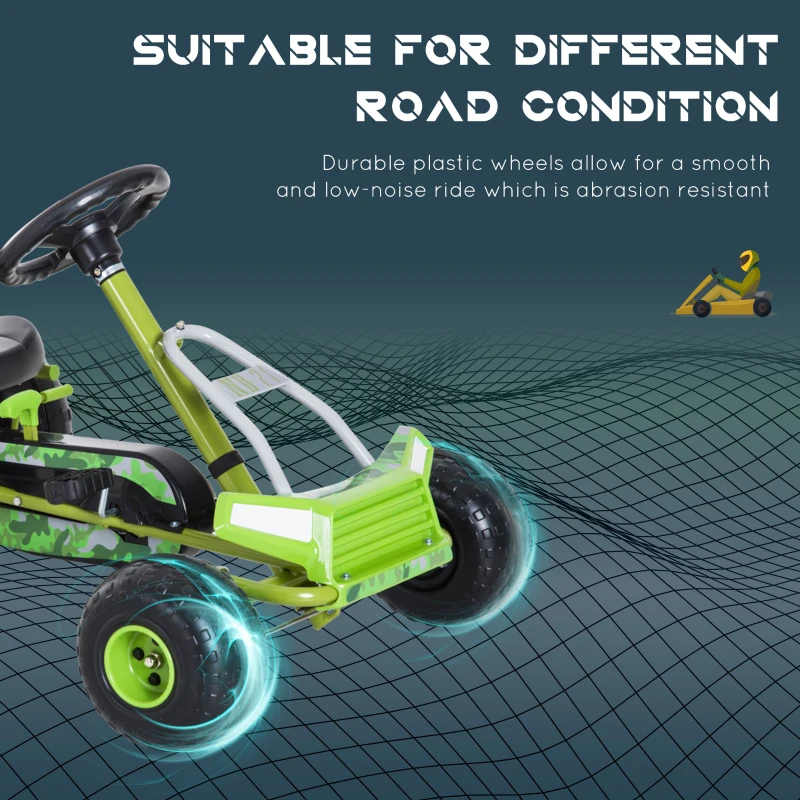 HOMCOM Kids Children Pedal Go Kart Ride on Car Adjustable Seat Braking System - Green