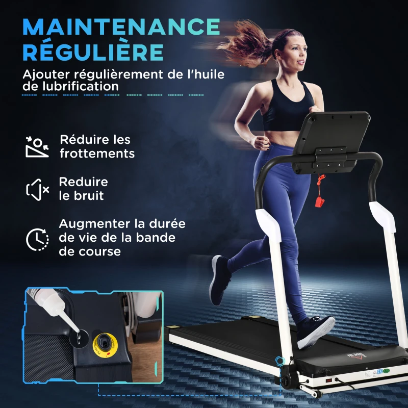 HOMCOM Tapis de course électrique pliable 1-12 km/h 400 W tapis roulant écran LED support de téléphone bande extra-large antidérapant acier PP ABS 147 x 74 x 125 cm noir