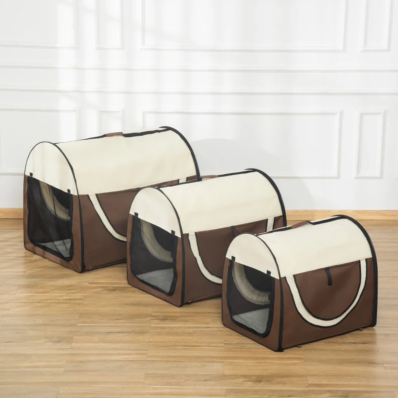 PawHut Hundebox faltbare Hundetransportbox Haustierrucksack mit Kissen Reisetasche Transportbox für Tier wasserdicht Oxfordstoff Kaffee 70 x 51 x 59 cm