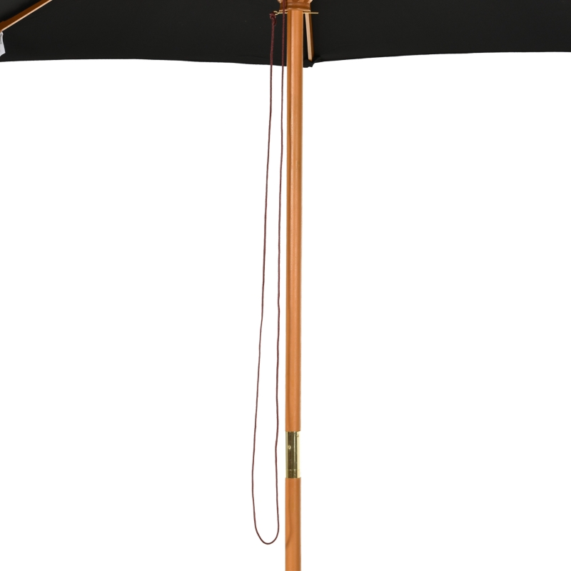 Outsunny Sonnenschirm Ø 300 cm, Sonnenschirm mit UV Schutz Balkonschirm aus Holz Strandschirm stabil Marktschirm Sonnenschutz für Strand Terrasse Garten, Schwarz