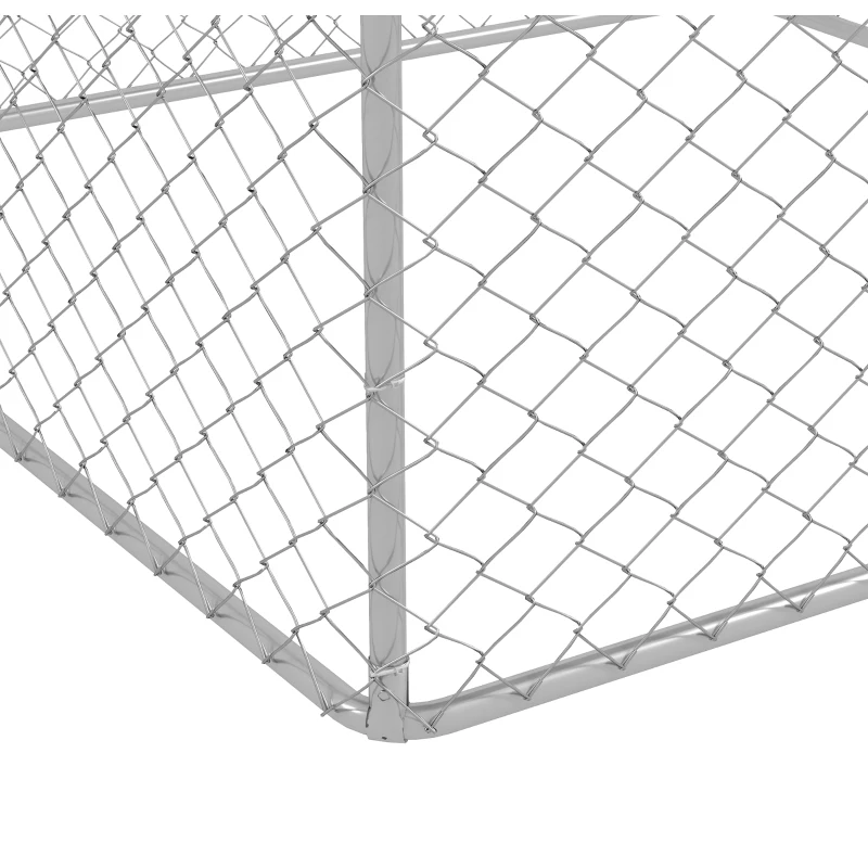 PawHut Jaula de Exterior para Perros Medianos con Cerradura Marco de Acero Toldo Impermeable y Anti-UV 200x200x237 cm Plata