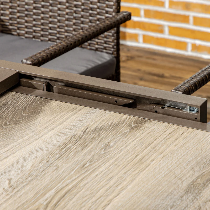 Outsunny Conjunto de Muebles de Ratán Sintético de Jardín 7 Piezas Mesa Extensible y 6 Sillas para Terraza Patio Marrón