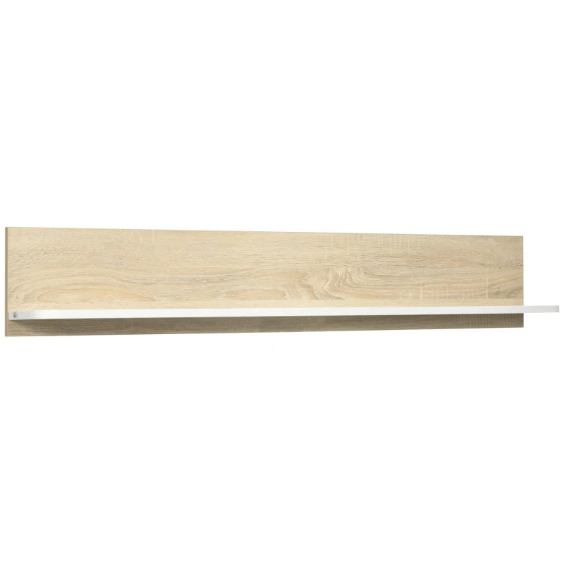 HOMCOM Estante Flotante de Madera Balda de Pared para Salón Dormitorio Pasillo Cocina Baño 120x15x20 cm Roble y Blanco