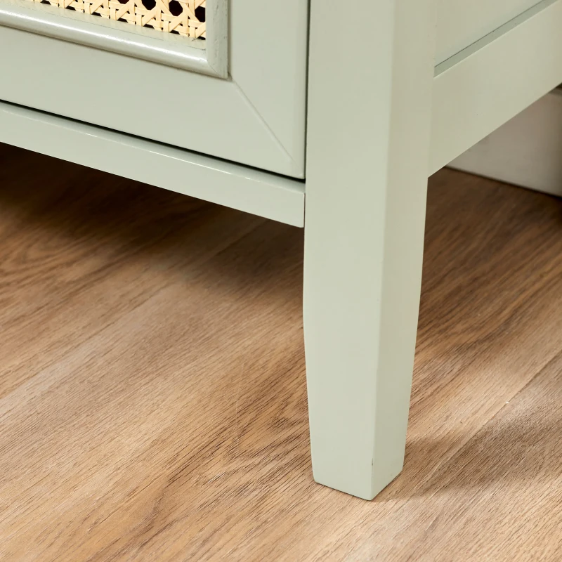 HOMCOM Sitzbank mit Stauraum, Schuhschrank mit Sitzbank, Rattangeflecht, Natur + Grün + Gold