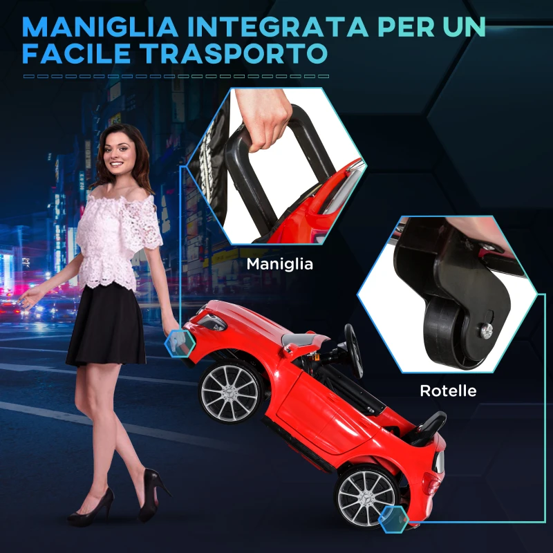 HOMCOM Macchina Elettrica per Bambini 3+ Anni Mercedes GLA con Telecomando, Fari LED e Musica, Rosso