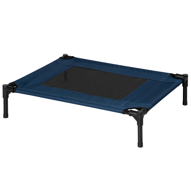 PawHut Cama Elevada para Perros Gatos Portátil Cama para Mascotas con Zona de Malla Transpirable y Tela Oxford para Interior Exterior 76x61x18 cm Azul