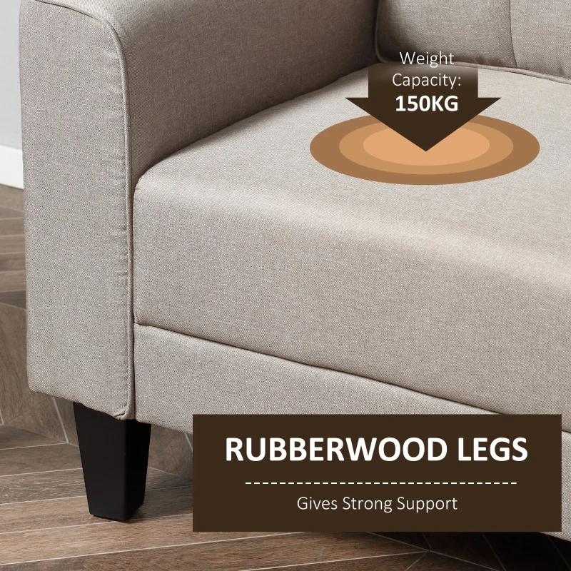 HOMCOM Poltrona Moderna in Tessuto con Piedini in Legno per Camera e Soggiorno, 90x72x91cm, Beige