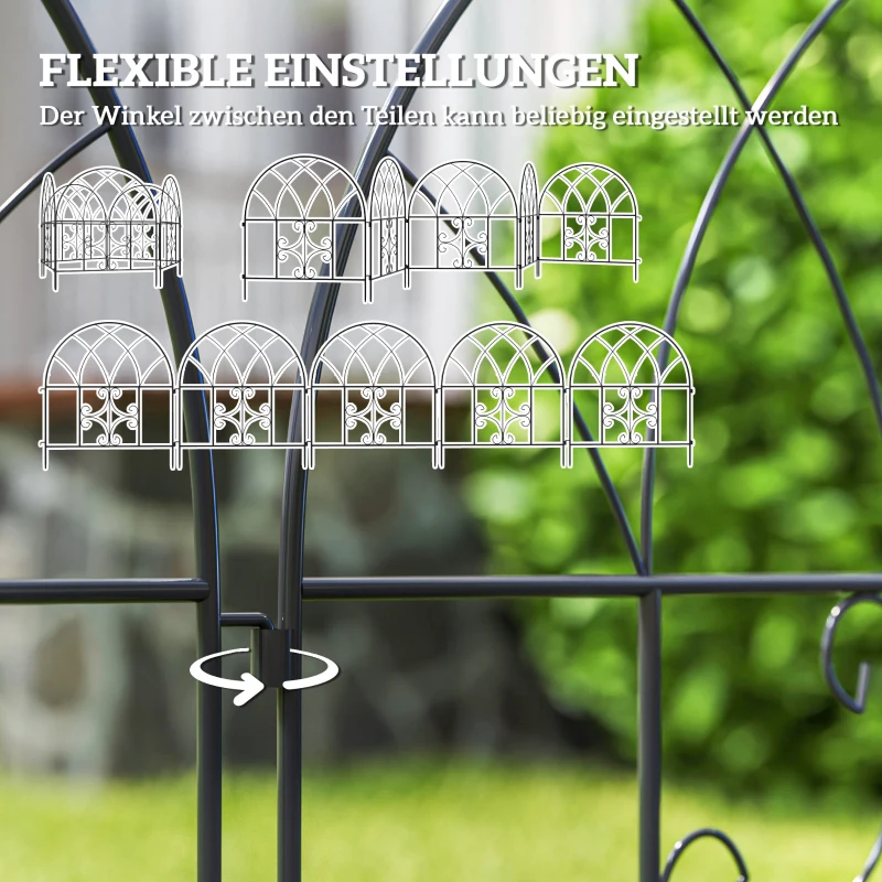 Outsunny Gartenzaun Zaun Stahl 300 cm x 70 cm hoch Dekorativer Gitterzaun Set Zaunelemente Schwarz