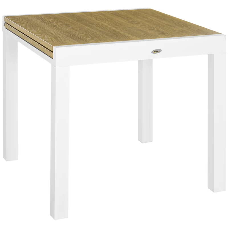 Outsunny Gartentisch Outdoor-Tisch, wetterbeständig, Holzoptik, 160 x 80 x 75cm, Braun + Weiß