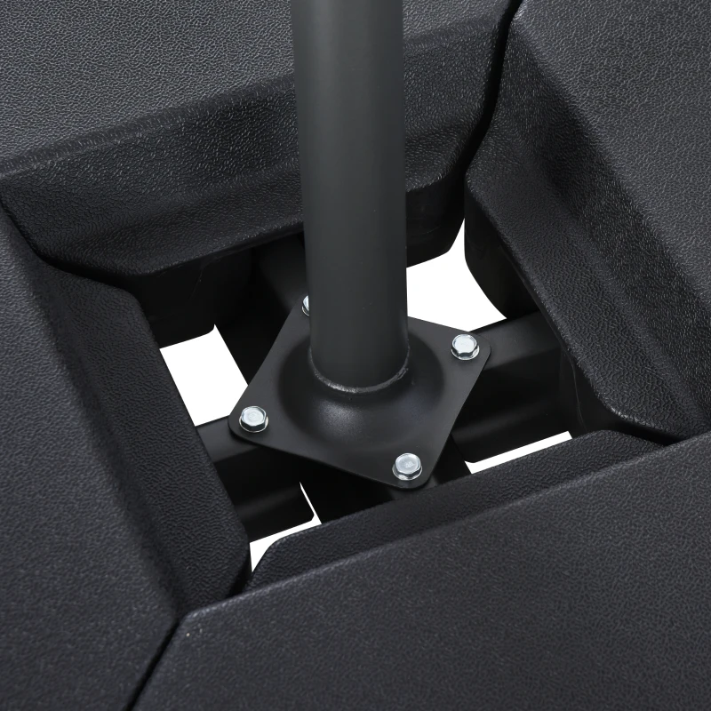 Outsunny Sonnenschirmständer mit Wasser oder Sand befüllbar bis 60 kg Schirmständer 4-tlg. Sonnenschirm Schirmgewicht HDPE Schwarz