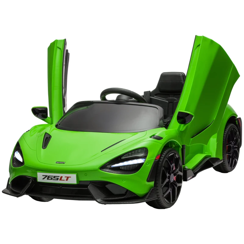 AIYAPLAY McLaren 765LT Licensed 12V Kids Electric Ride on Car with Butterfly Doors, Remote Control, Transport Wheels, Green