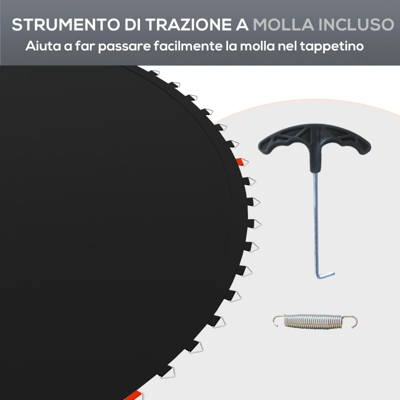 SPORTNOW Tappeto Elastico di Ricambio per Trampolino da 3m con 8 Cuciture e Rivestimento Anti UV, Nero