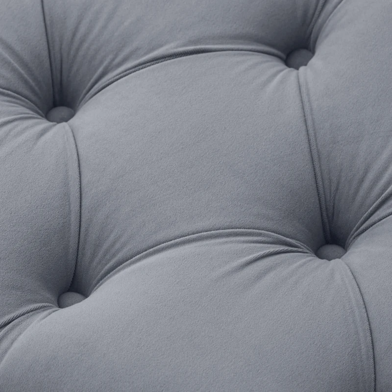 HOMCOM Sitzbank im Tufting-Design, Bezug in Samtoptik, Stahlbeine, hellgrau, 115 x 46 x 49 cm