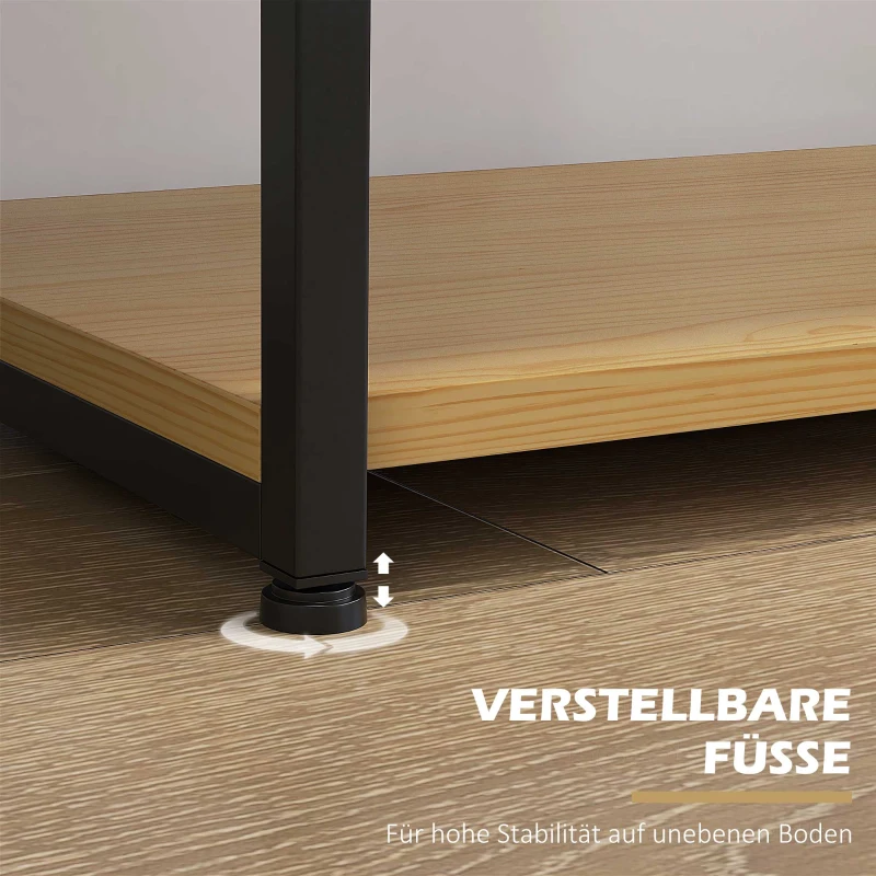 HOMCOM Wandregal im Industriedesign, Bücherregal, 10 Regalböden, Natur + Schwarz