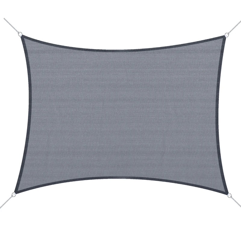 Outsunny Voile d'ombrage rectangulaire 6 x 4 m polyéthylène Haute densité Protection UV Avec sac de rangement - Coloris gris