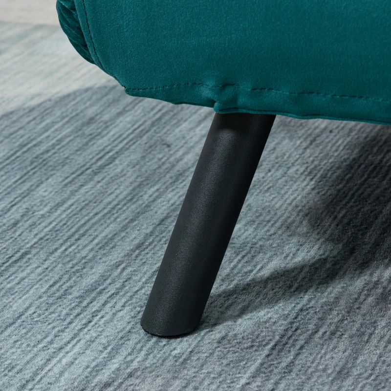 HOMCOM Divano Letto Matrimoniale 3 in 1 Vellutato con Schienale Regolabile in 5 Livelli e Cuscini, Blu Scuro